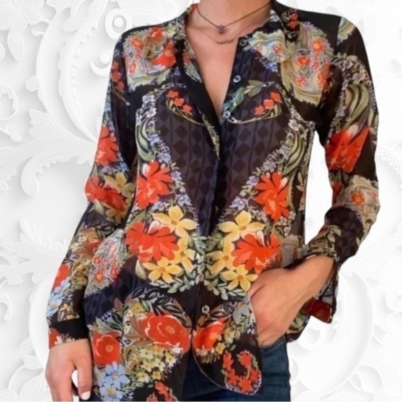 Cabi Amour Semi-Sheer Peter Pan Collar Blouse XS - Picture 1 of 8